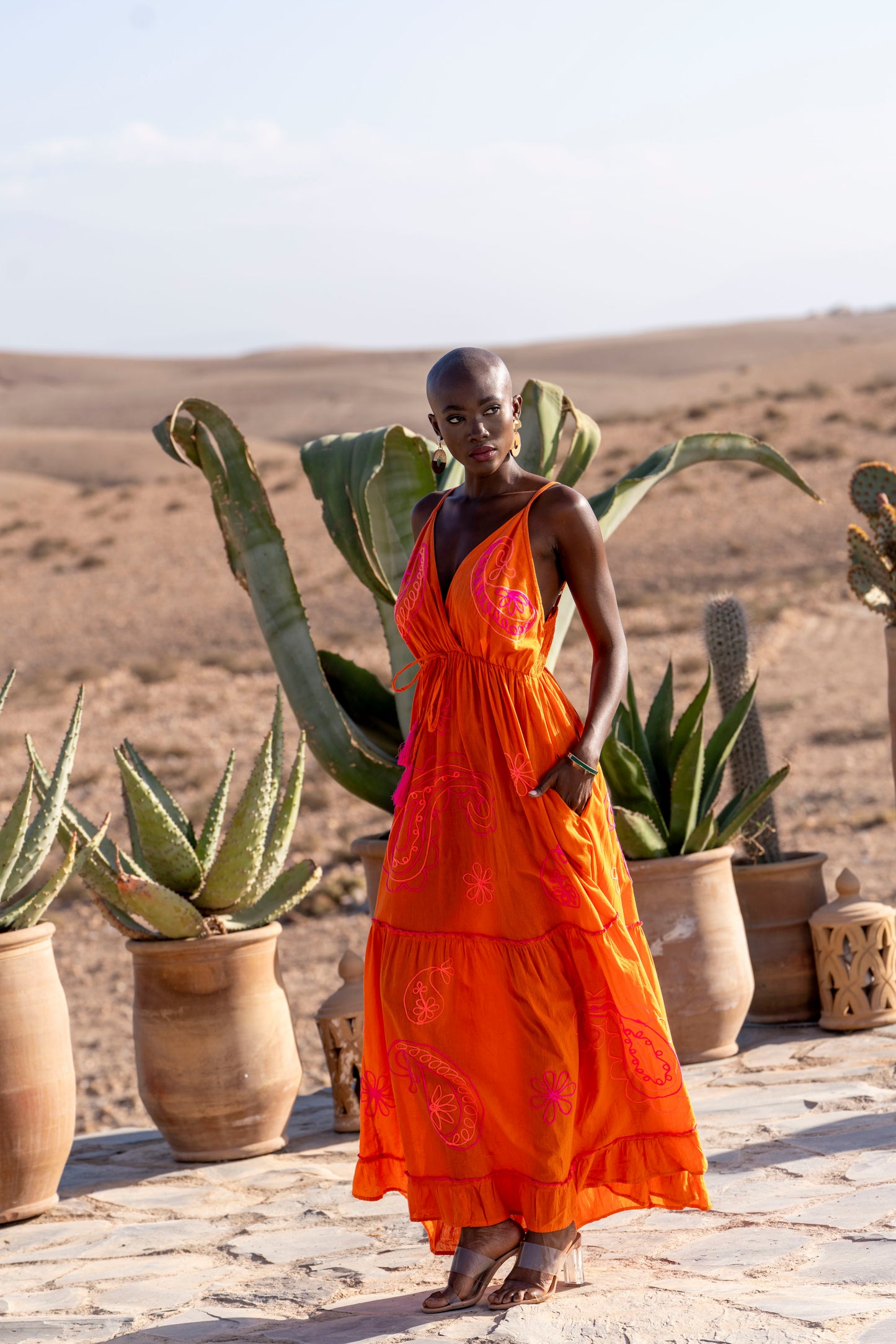 Solana Embroidered Tiered Maxi Dress