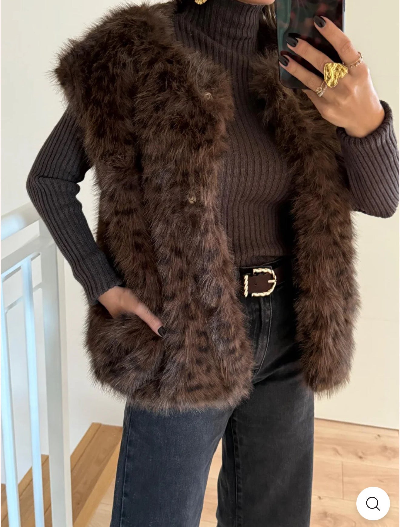 Sylvie Textured Faux Fur Vest