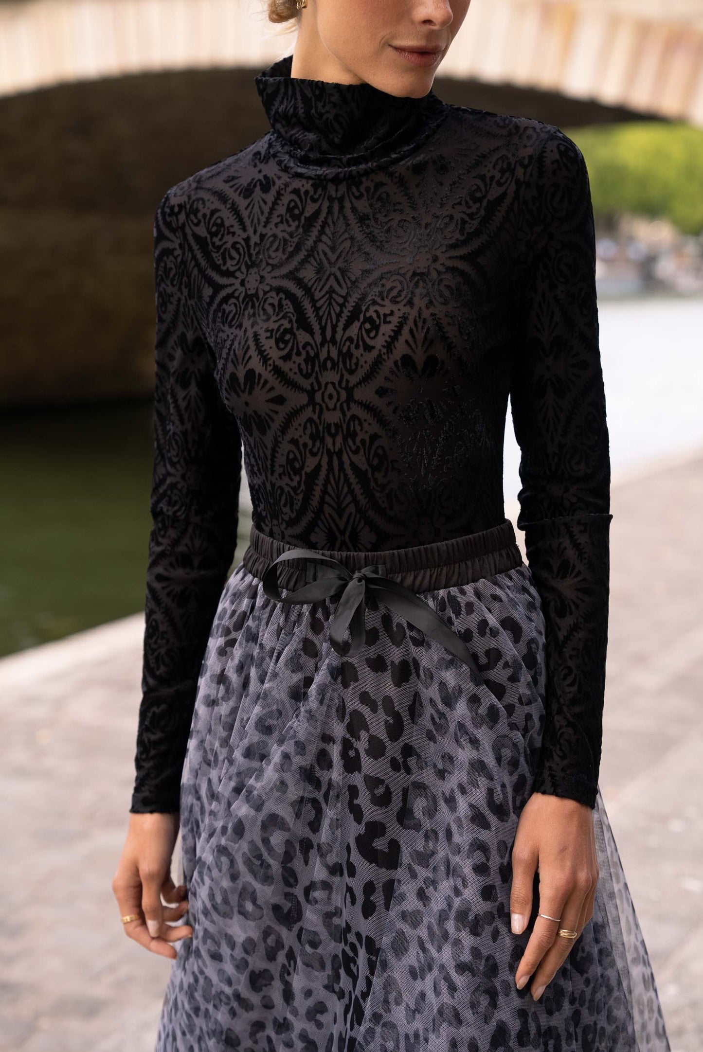 Élyse Velvet Flocked Bodysuit