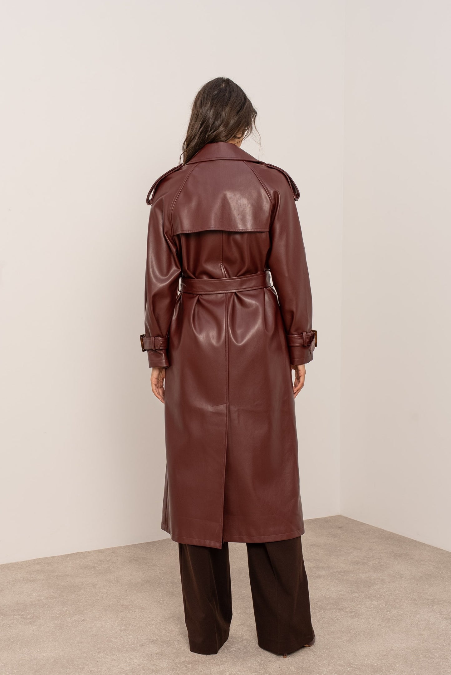 Marais Belted Vegan Leather Trench Coat