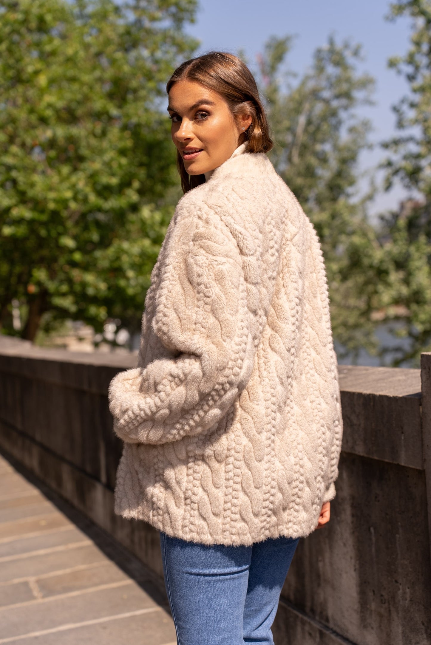 Montrose Faux Fur Cable Knit Cardigan (2 colors)