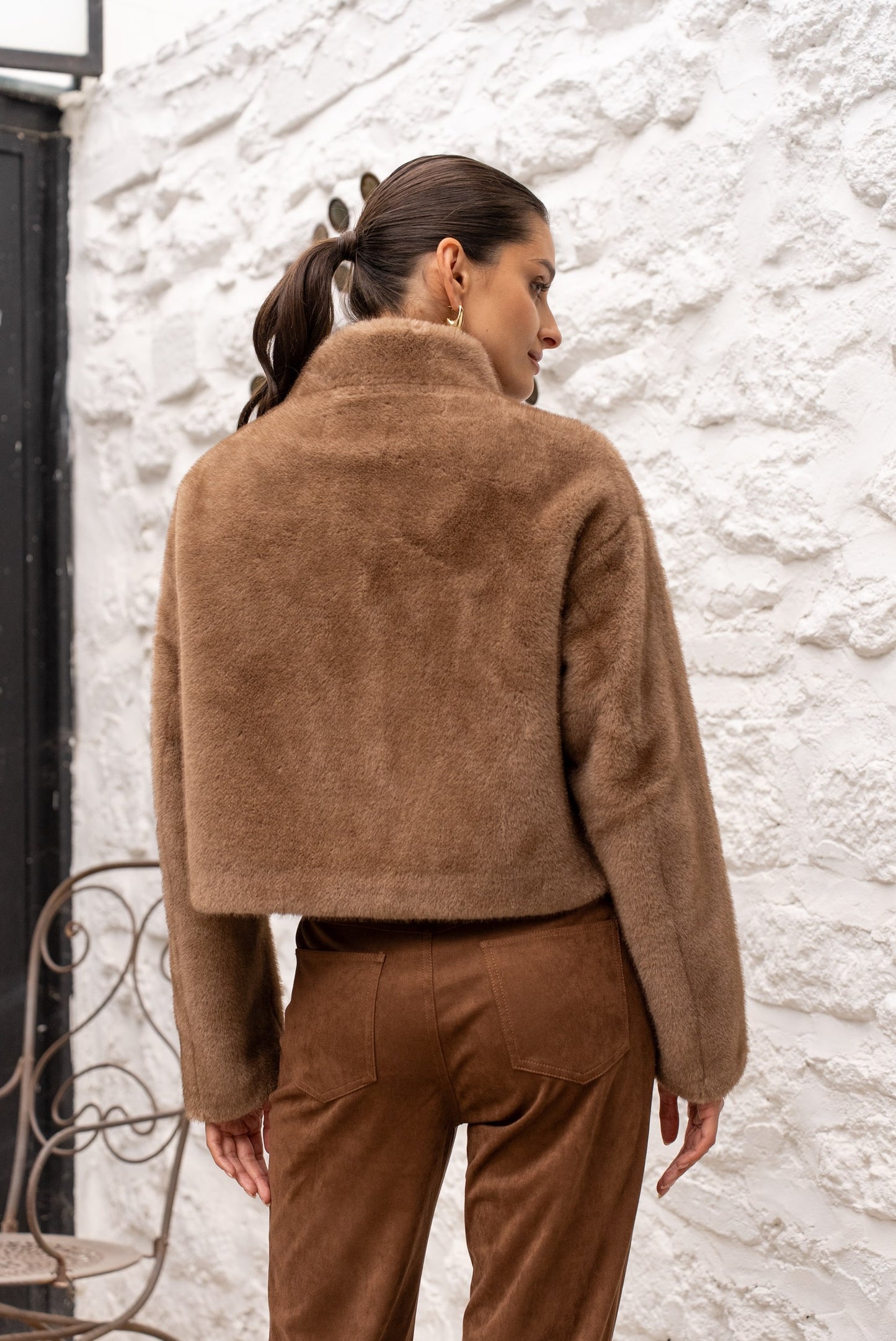 Avenelle Cropped Faux Fur Jacket