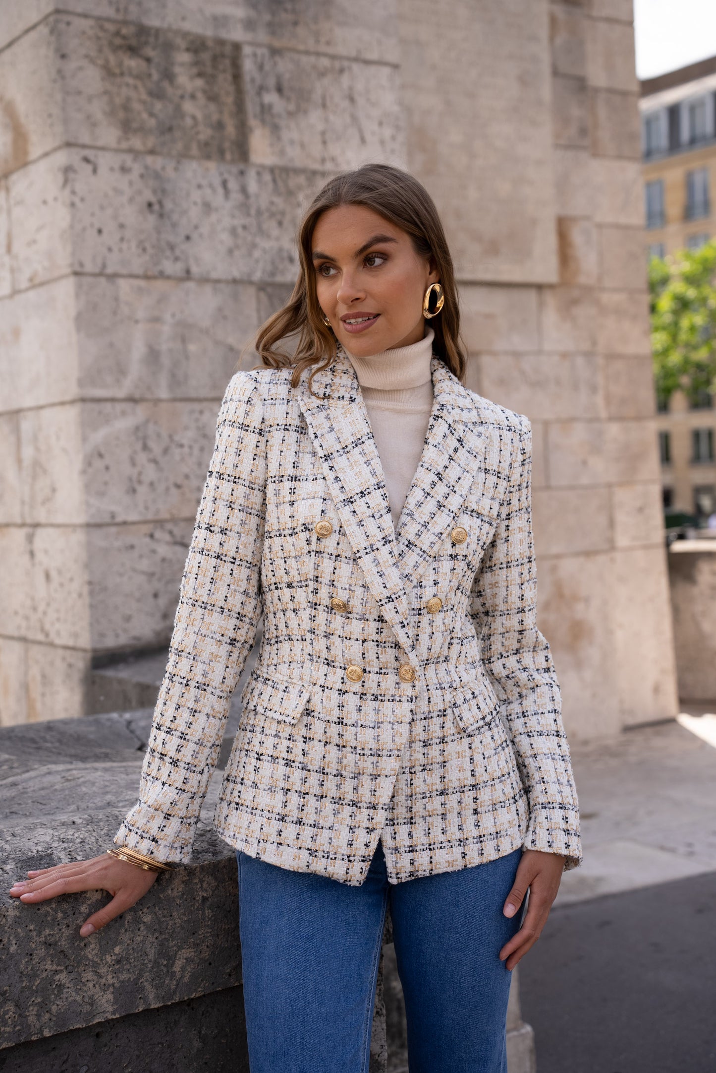 Éloise Tweed Double-Breasted Blazer
