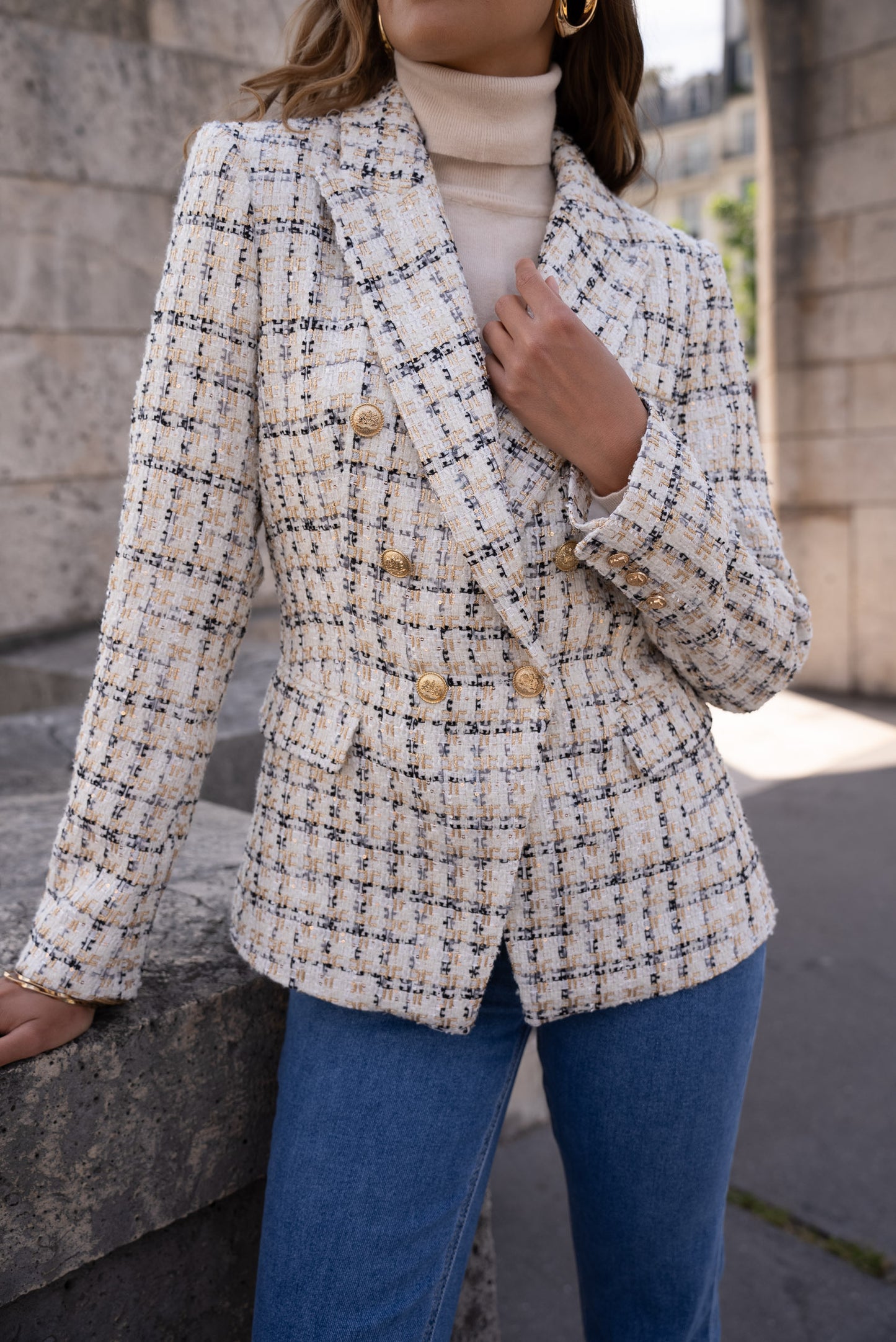 Éloise Tweed Double-Breasted Blazer