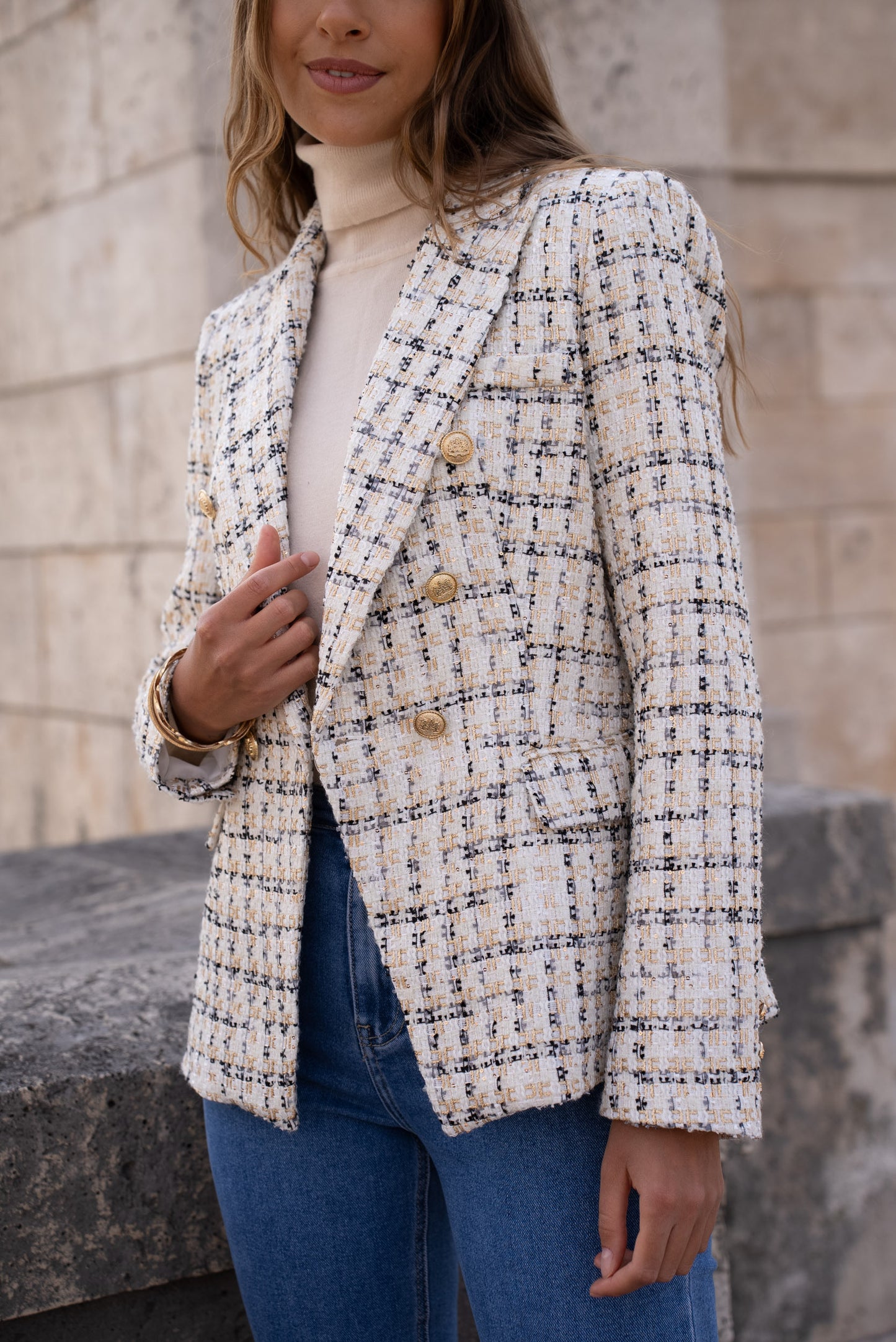 Éloise Tweed Double-Breasted Blazer