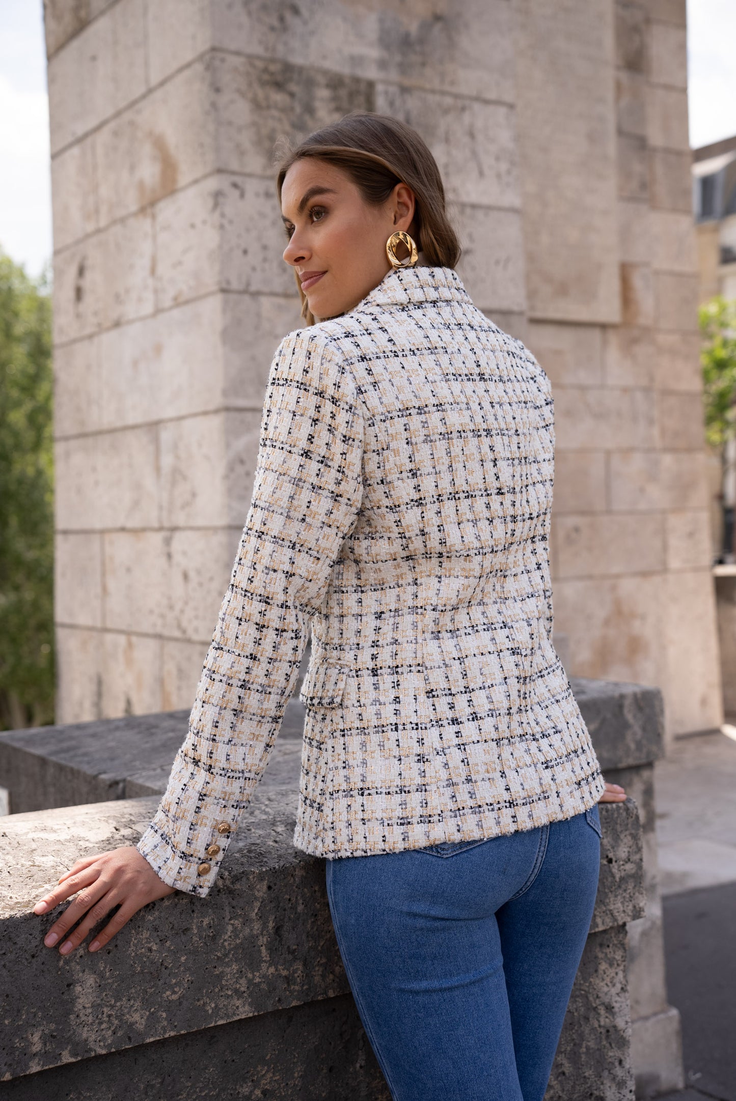 Éloise Tweed Double-Breasted Blazer