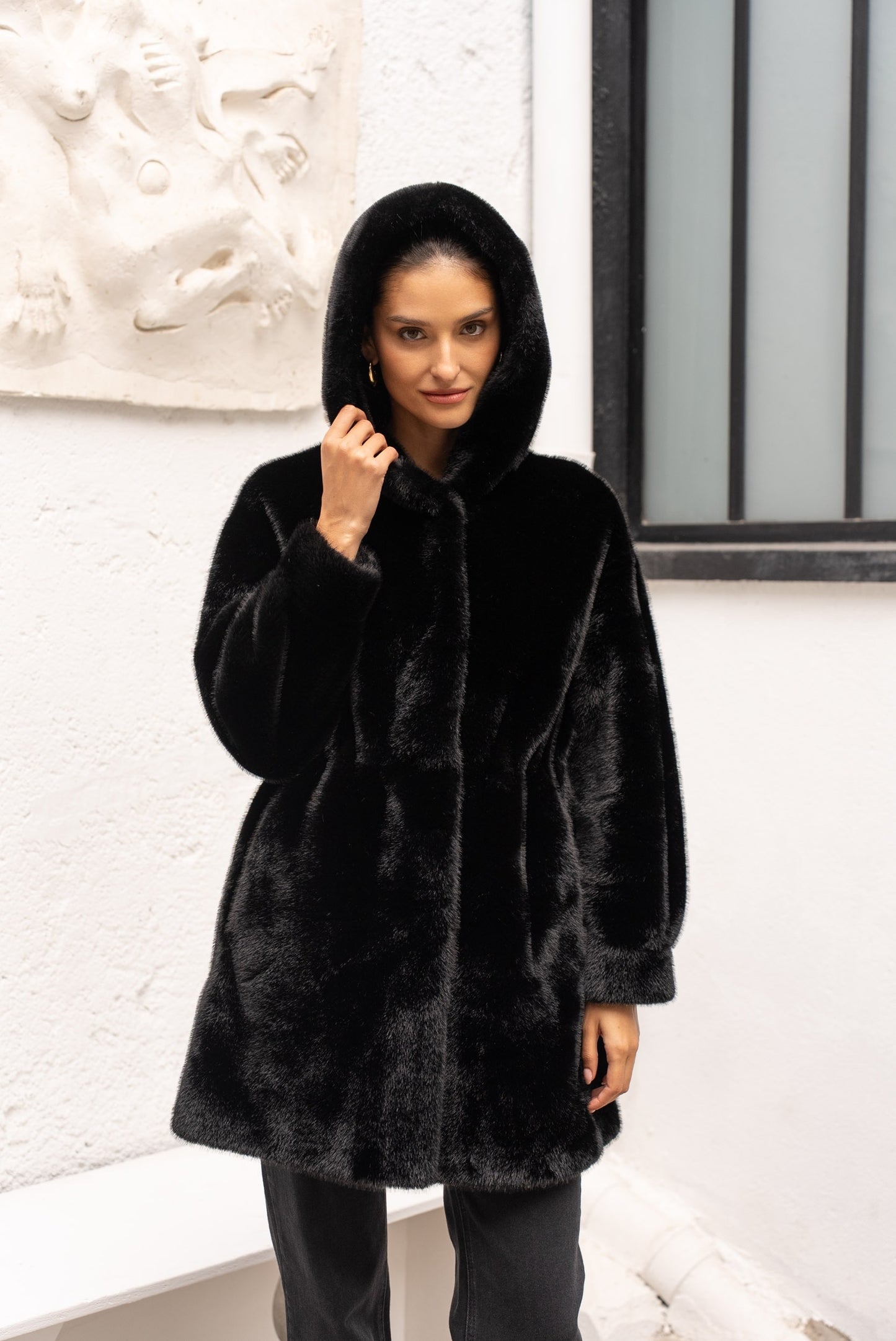 Eternelle Hooded Faux Fur Coat