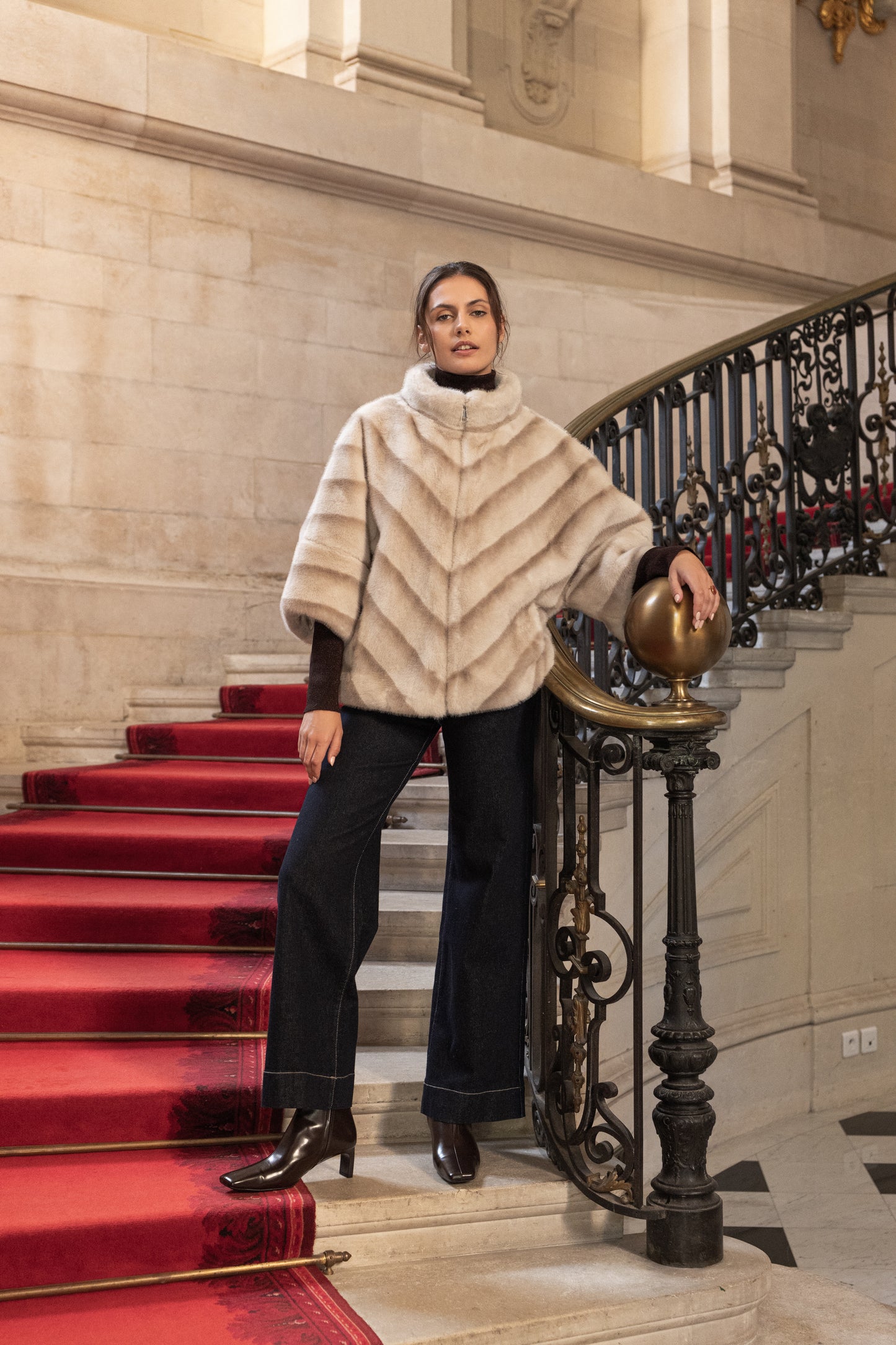 Sorelle Chevron Faux Fur Cape