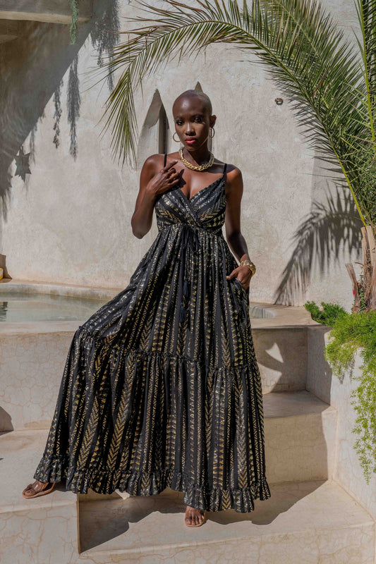 Liora Foil Print Maxi Dress (2 colors)