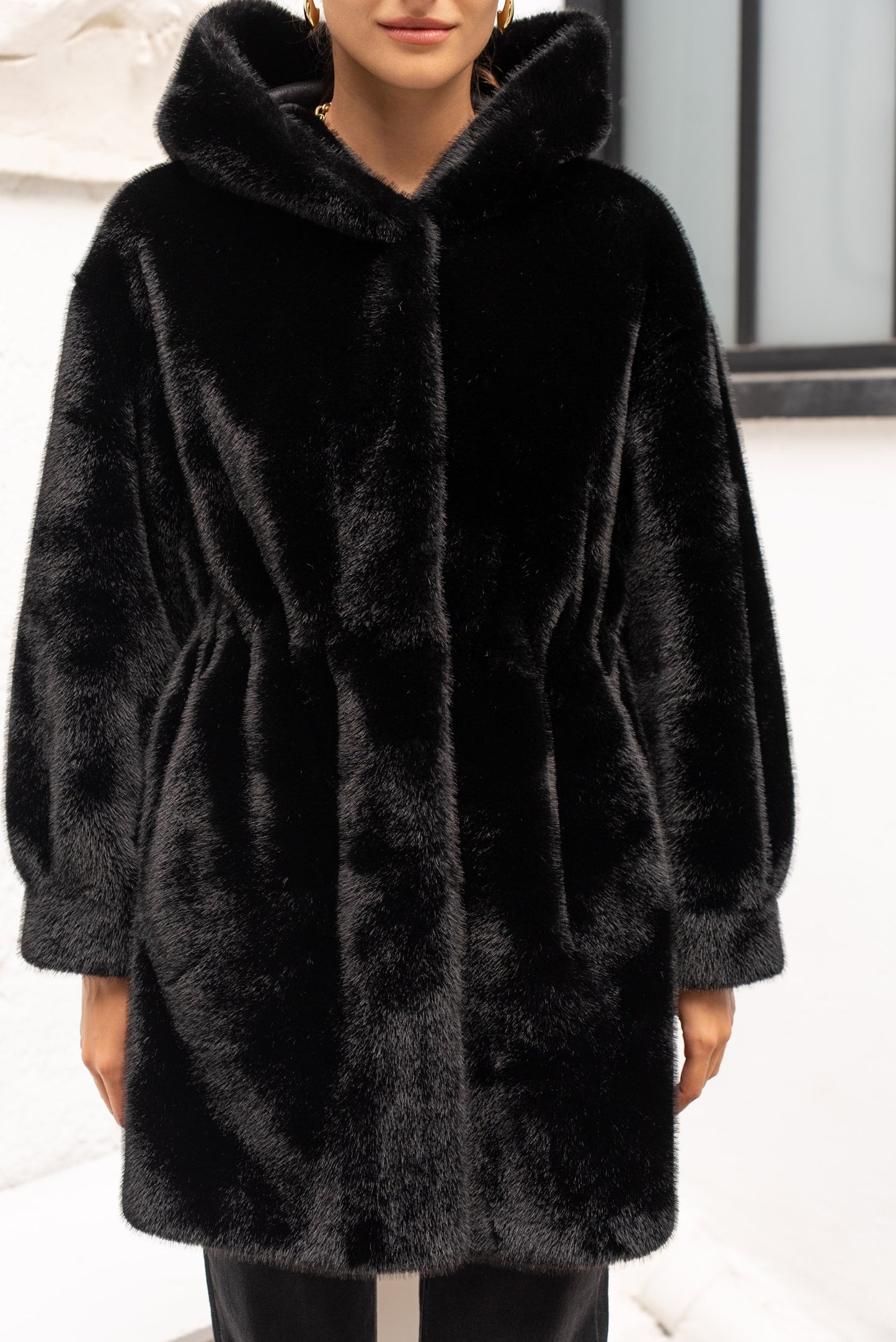Eternelle Hooded Faux Fur Coat