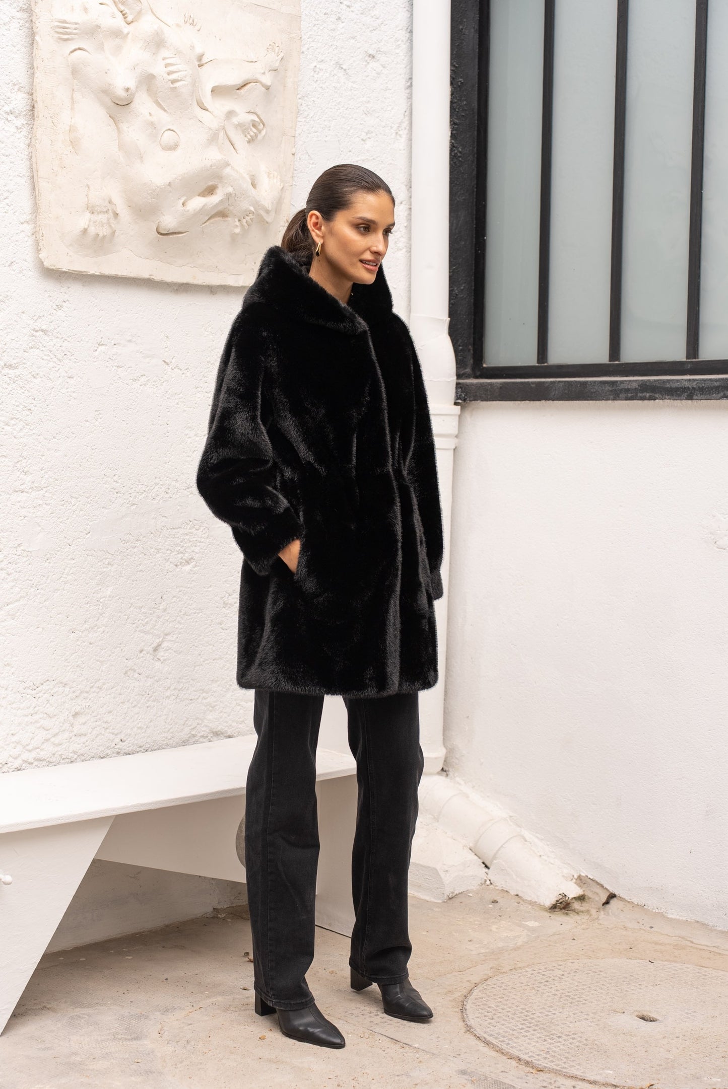 Eternelle Hooded Faux Fur Coat