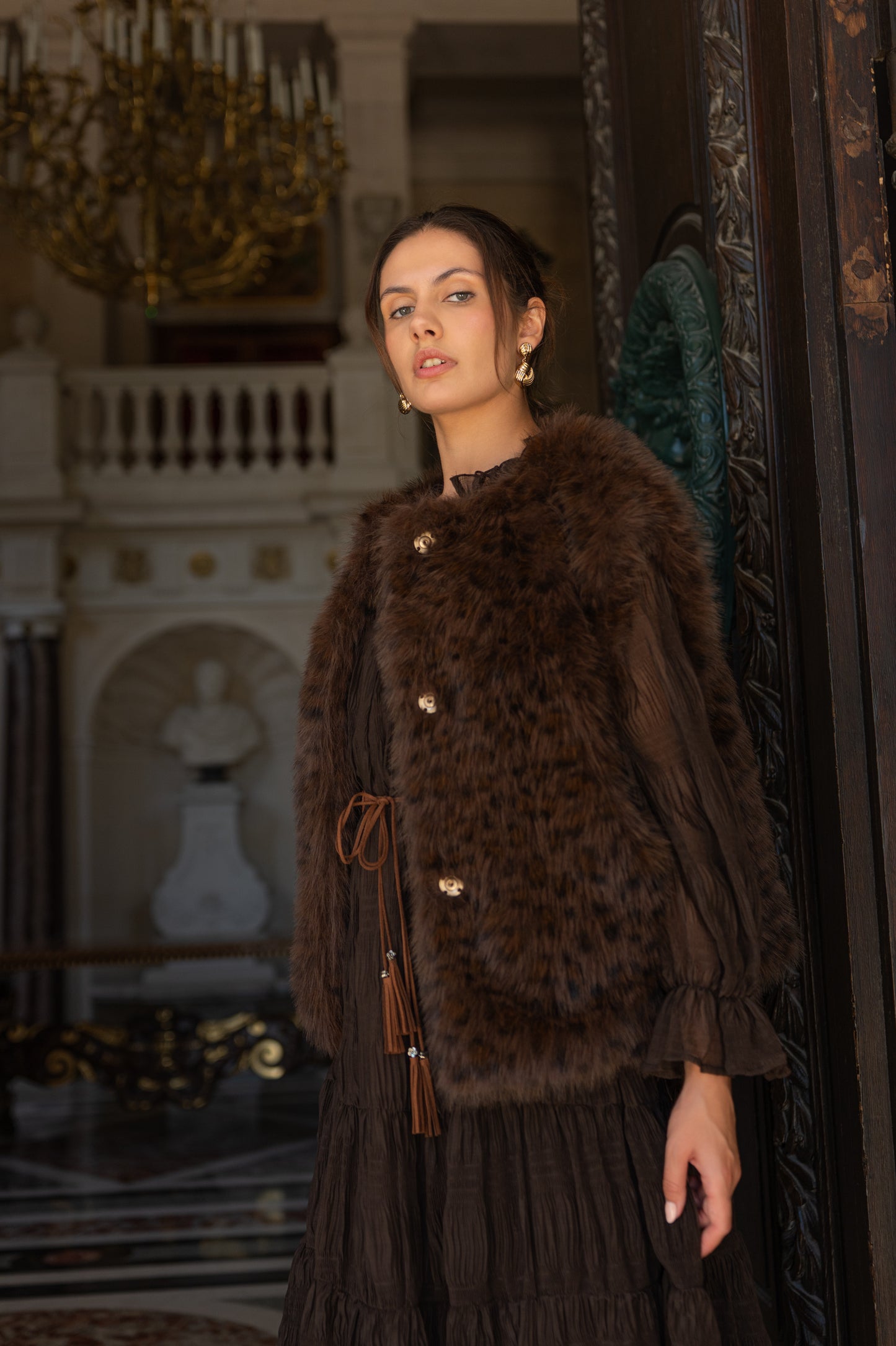 Sylvie Textured Faux Fur Vest