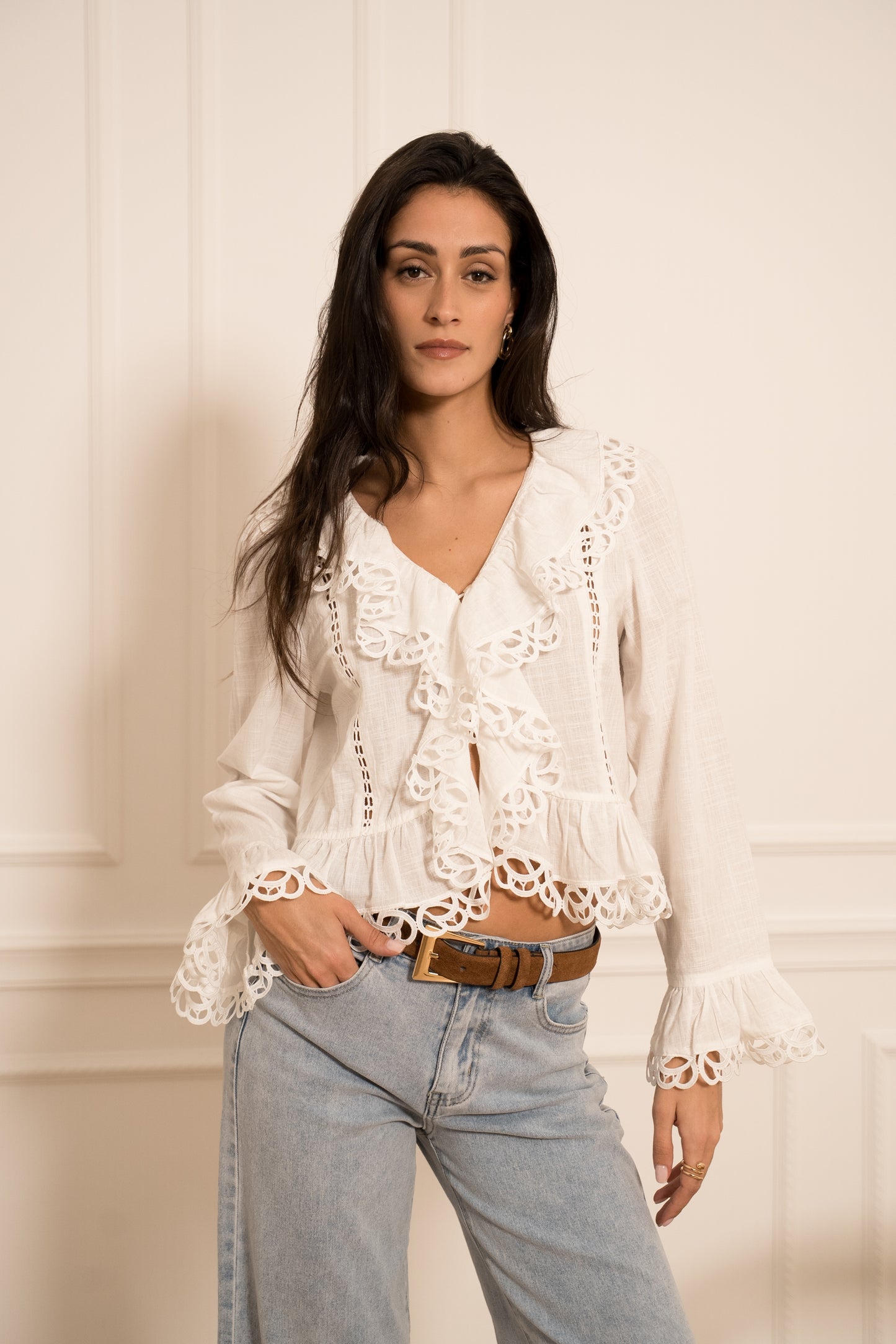 Delphine Ruffle Lace Blouse