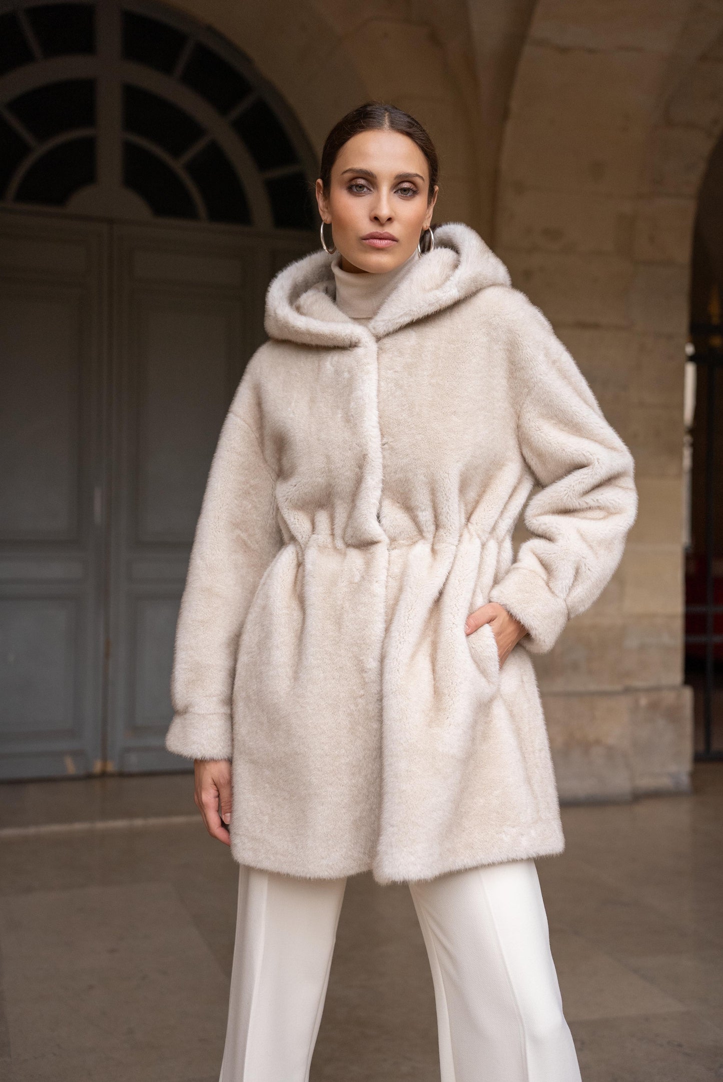 Eternelle Hooded Faux Fur Coat