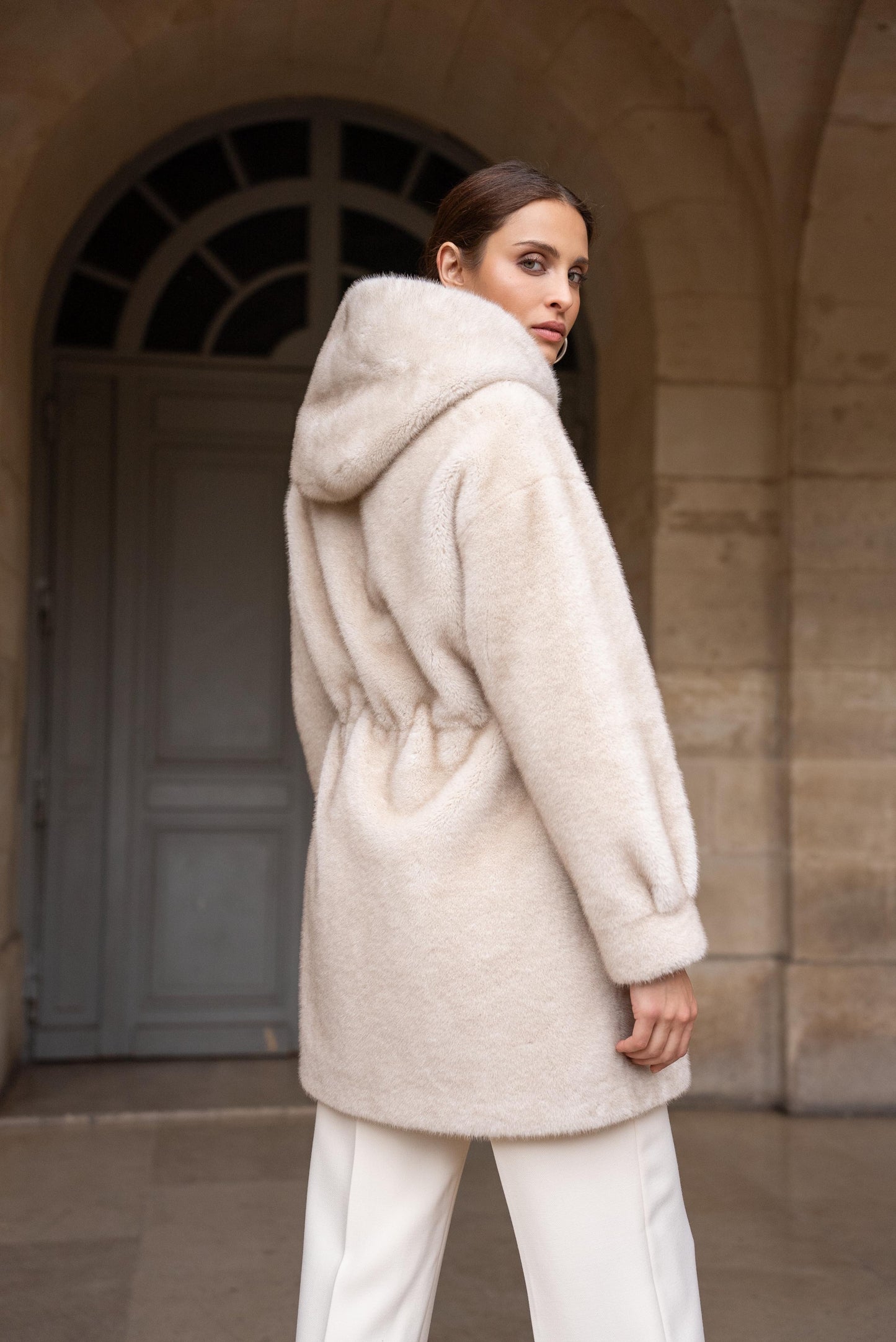 Eternelle Hooded Faux Fur Coat
