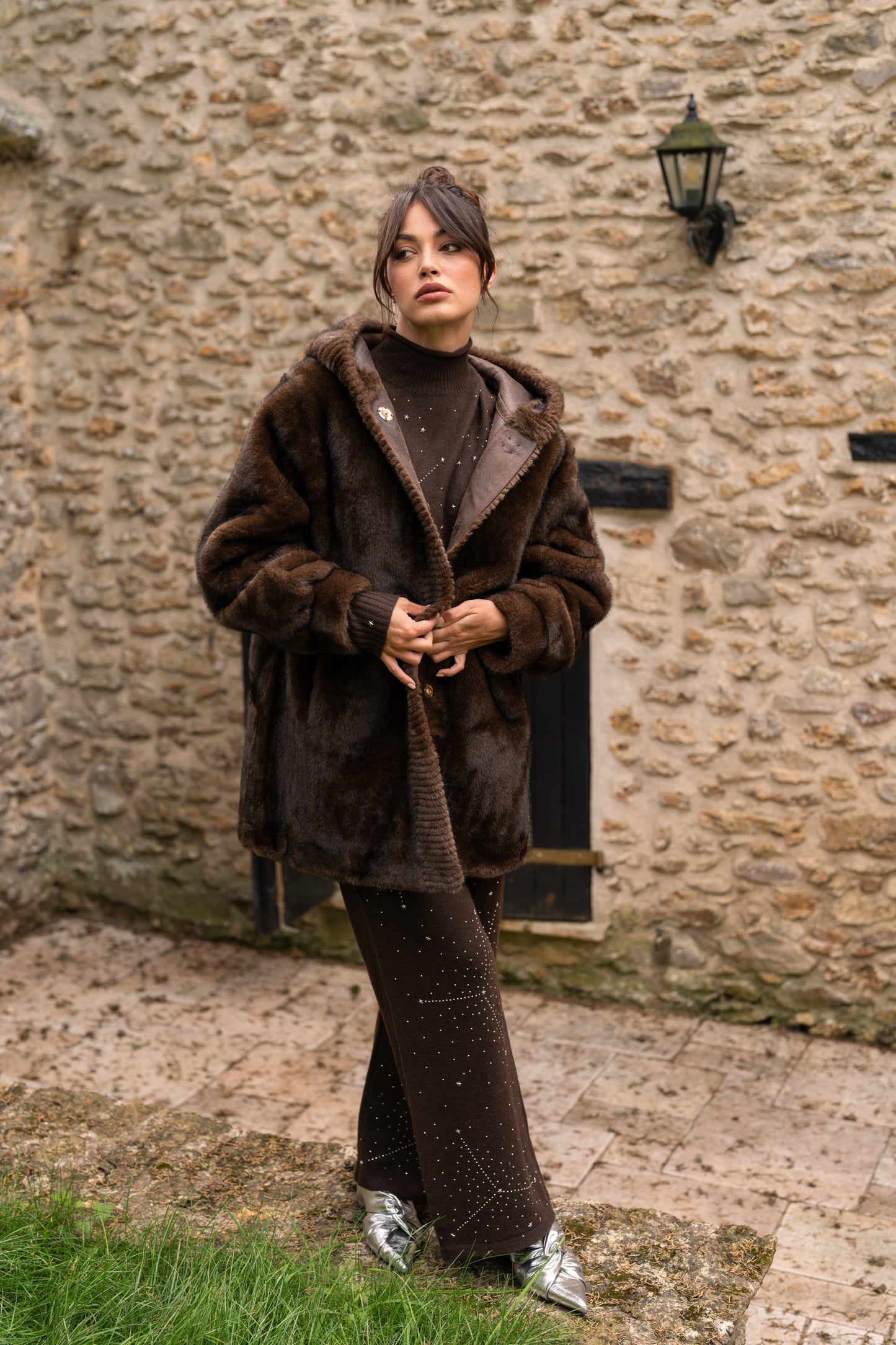 Lilou Hooded Faux Fur Coat