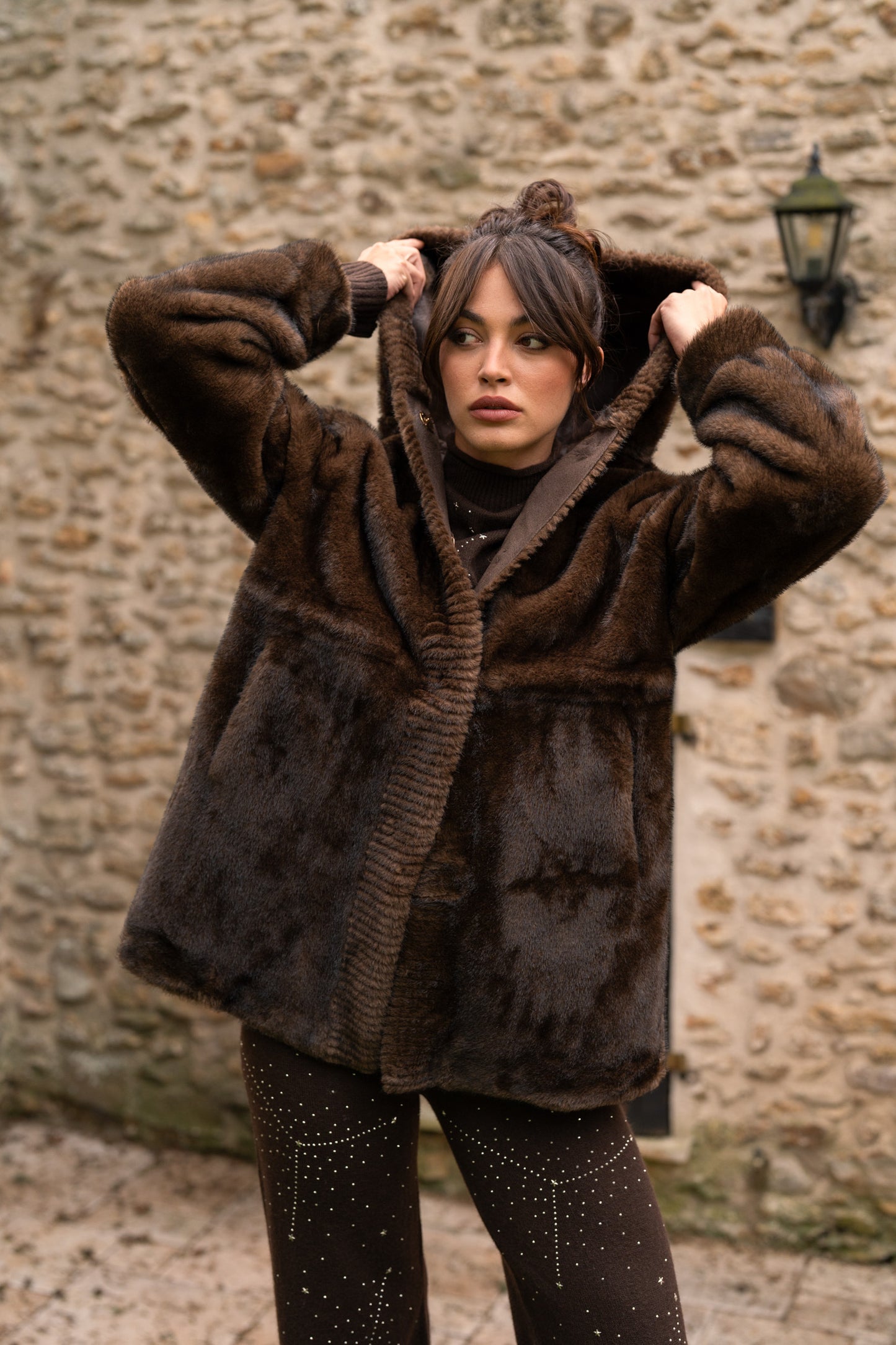 Lilou Hooded Faux Fur Coat