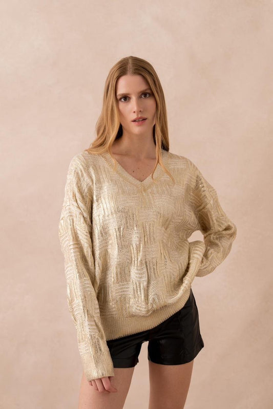 Liora Metallic Knit Sweater