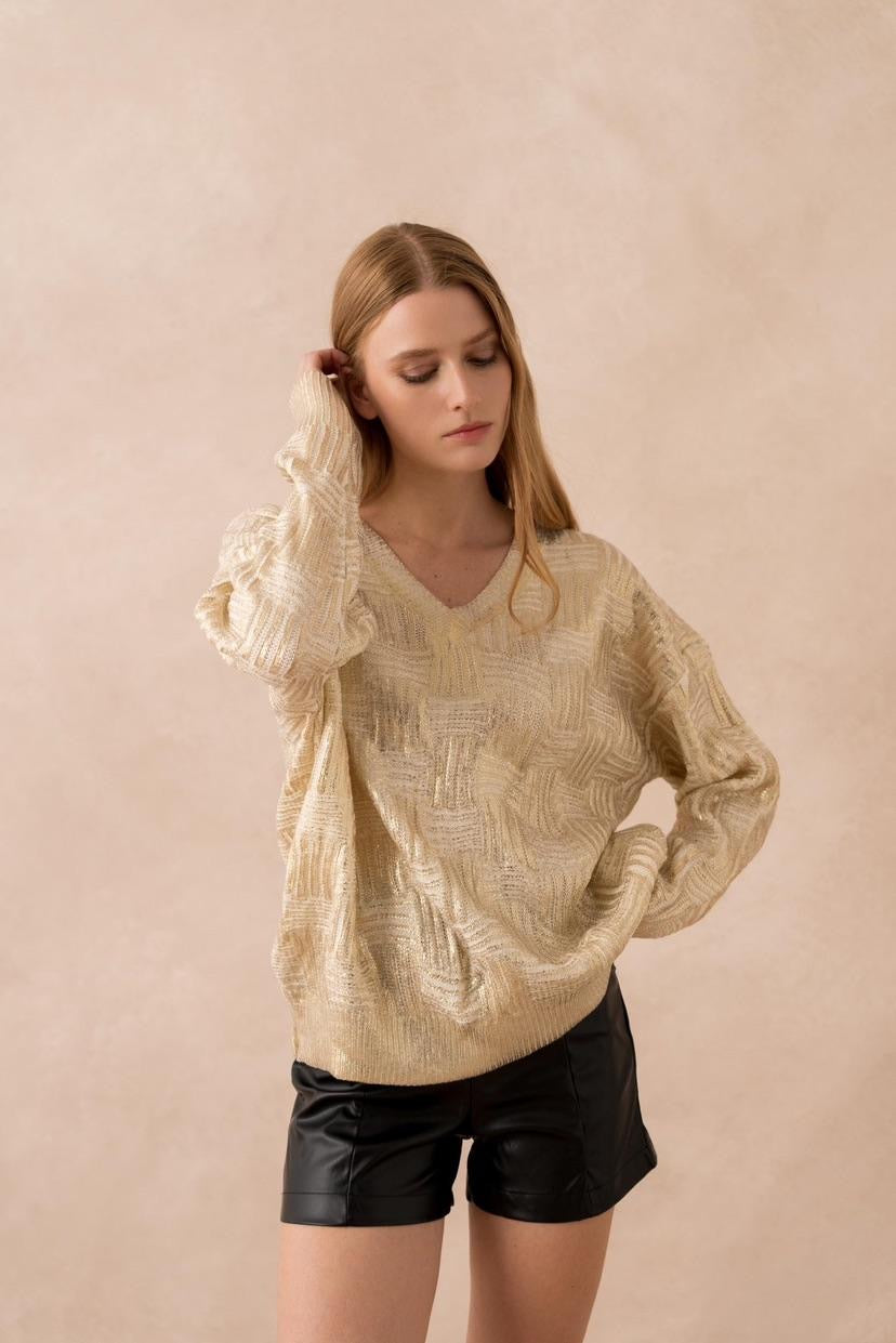 Liora Metallic Knit Sweater