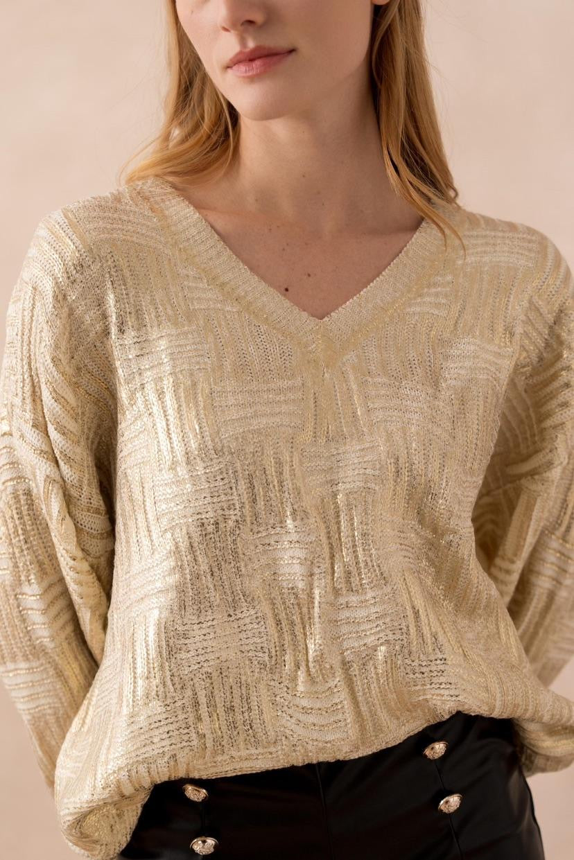 Liora Metallic Knit Sweater