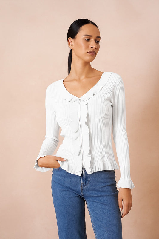Sabine Ruffle Zip Top