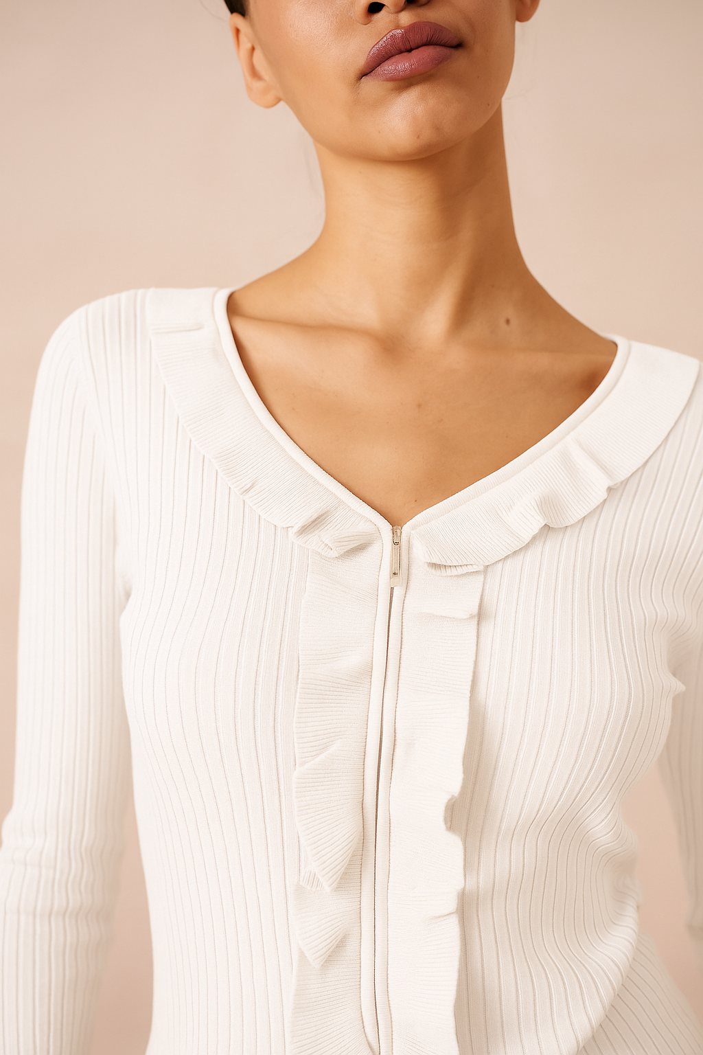 Sabine Ruffle Zip Top
