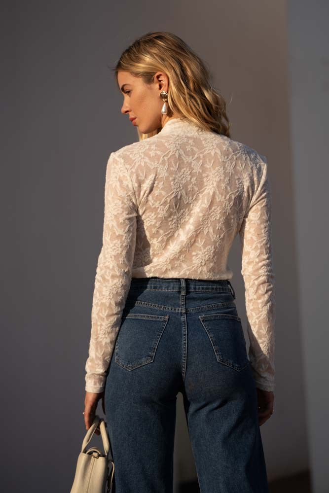 Violaire Sheer Lace Top