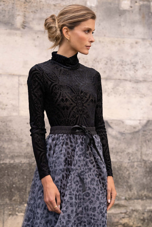 Élyse Velvet Flocked Bodysuit