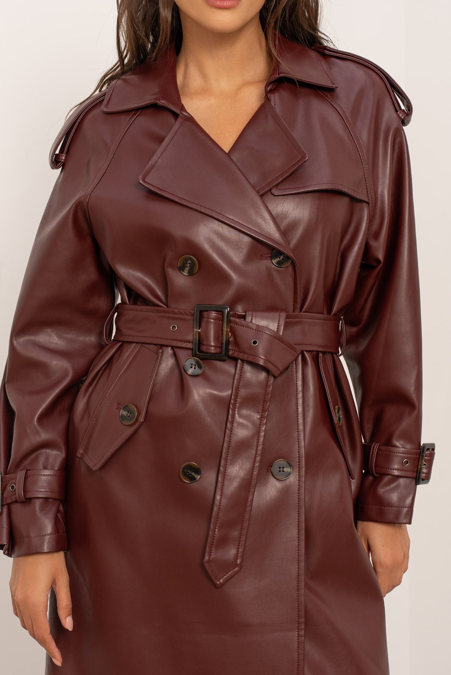 Marais Belted Vegan Leather Trench Coat