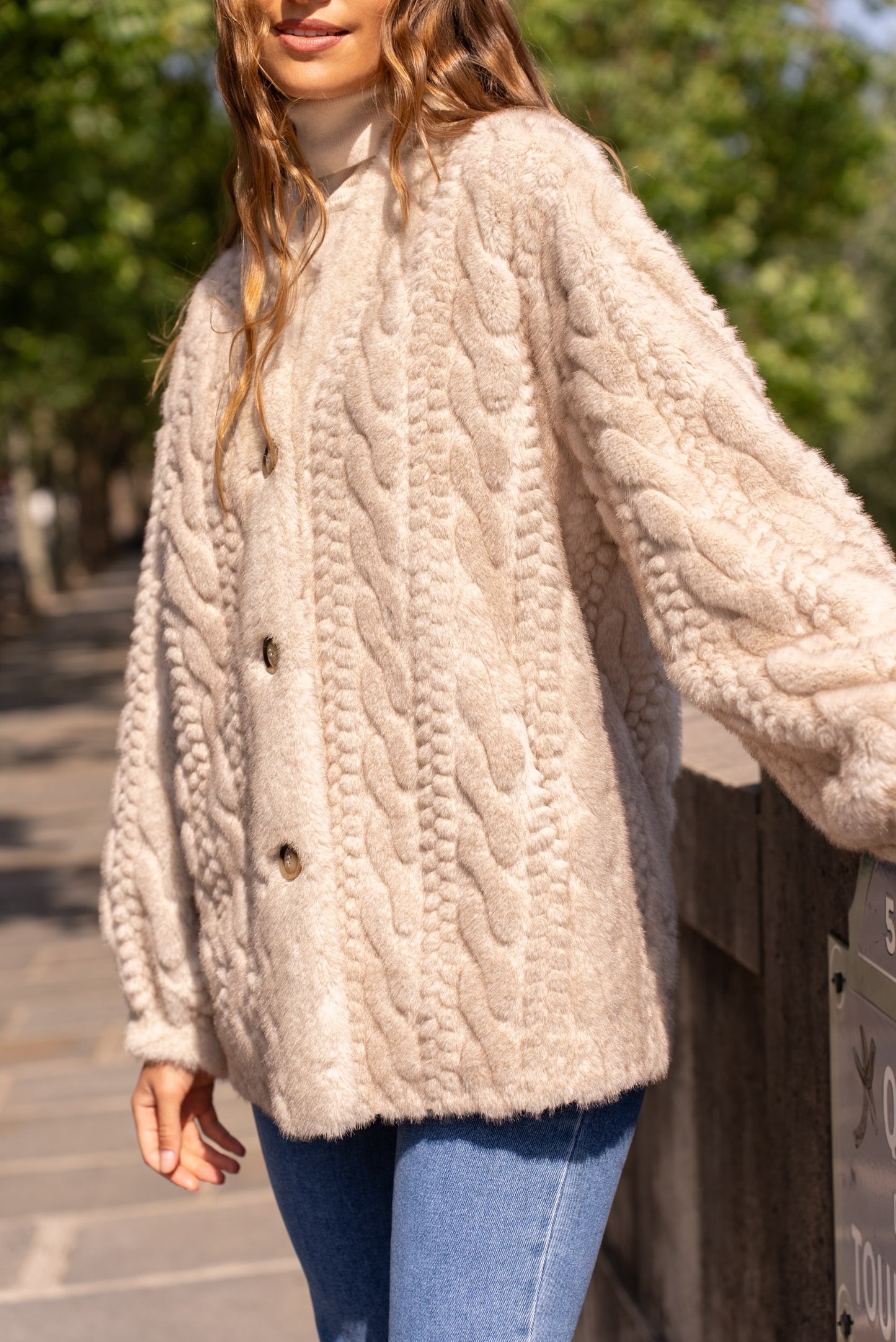 Montrose Faux Fur Cable Knit Cardigan (2 colors)