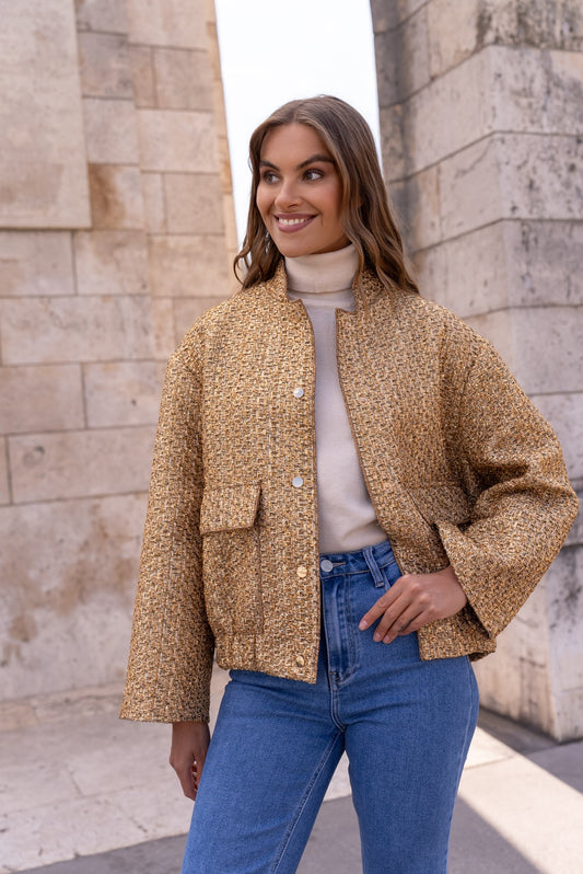 Sienne Textured Tweed Bomber
