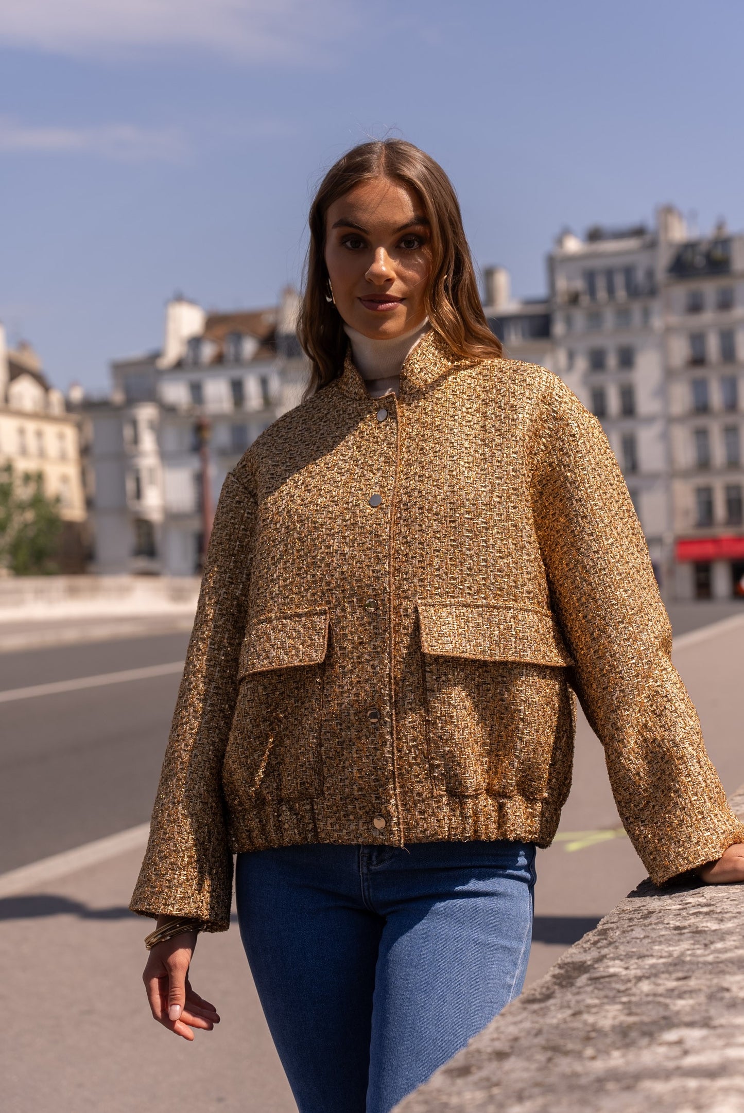 Sienne Textured Tweed Bomber