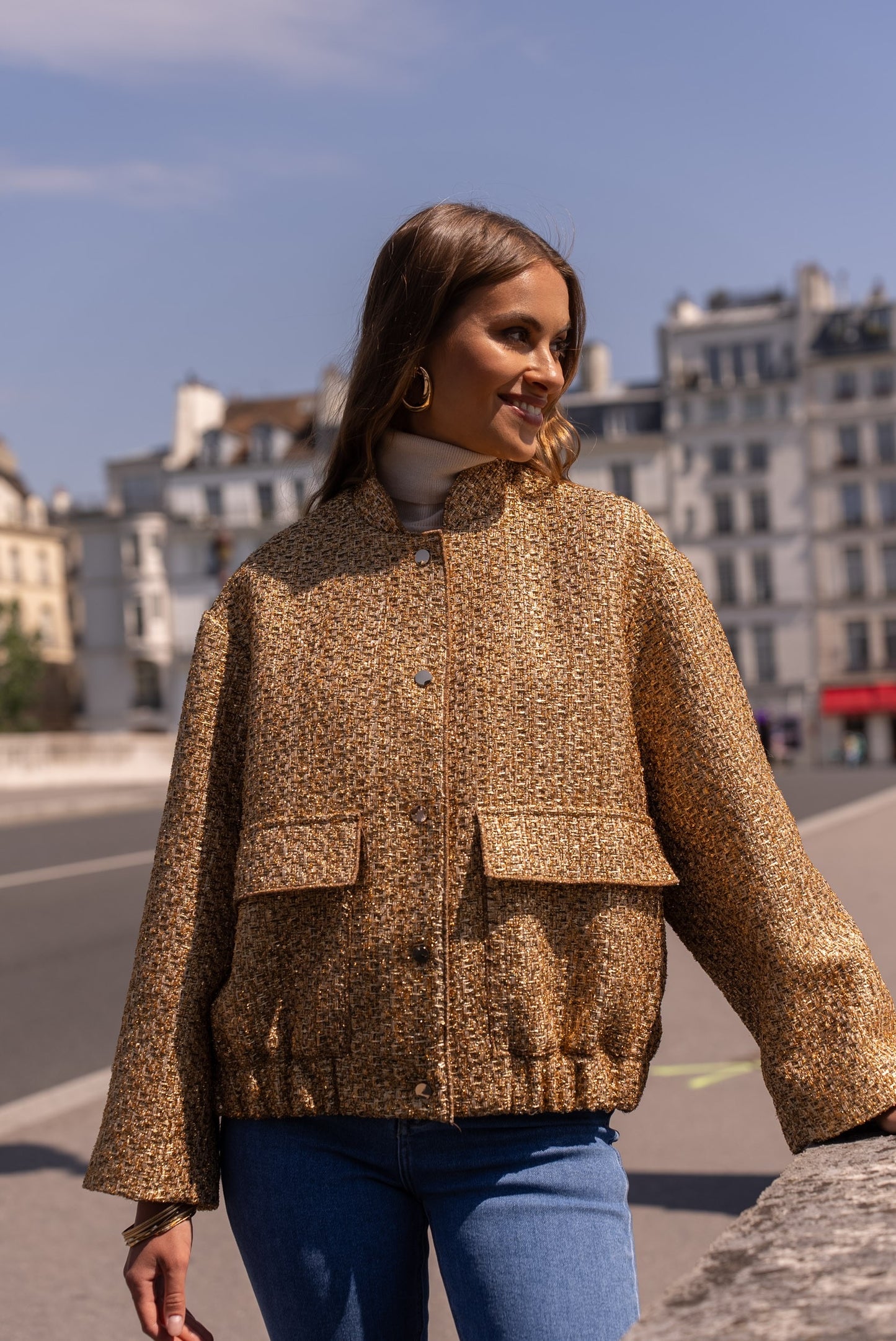 Sienne Textured Tweed Bomber