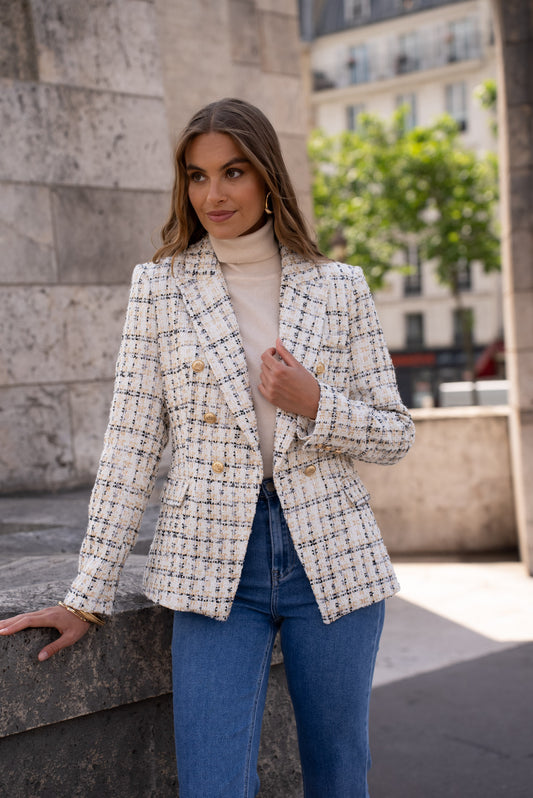 Éloise Tweed Double-Breasted Blazer