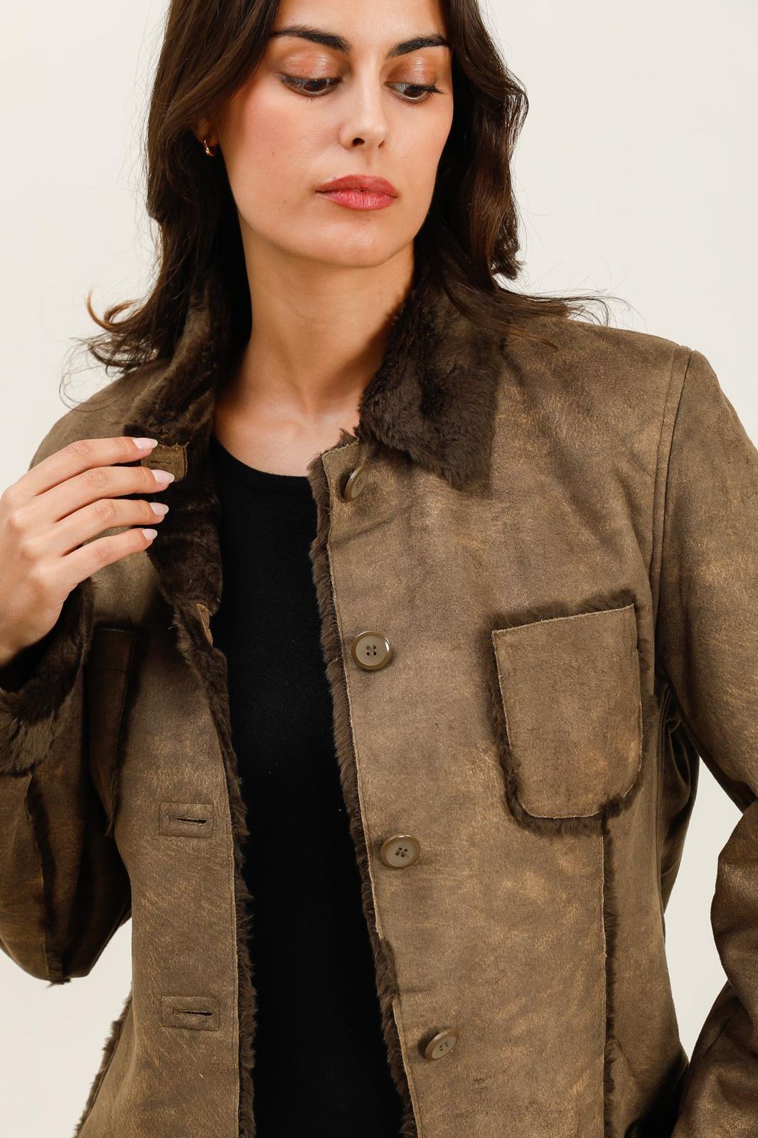 Maëlle Shearling-Trimmed Suede Jacket