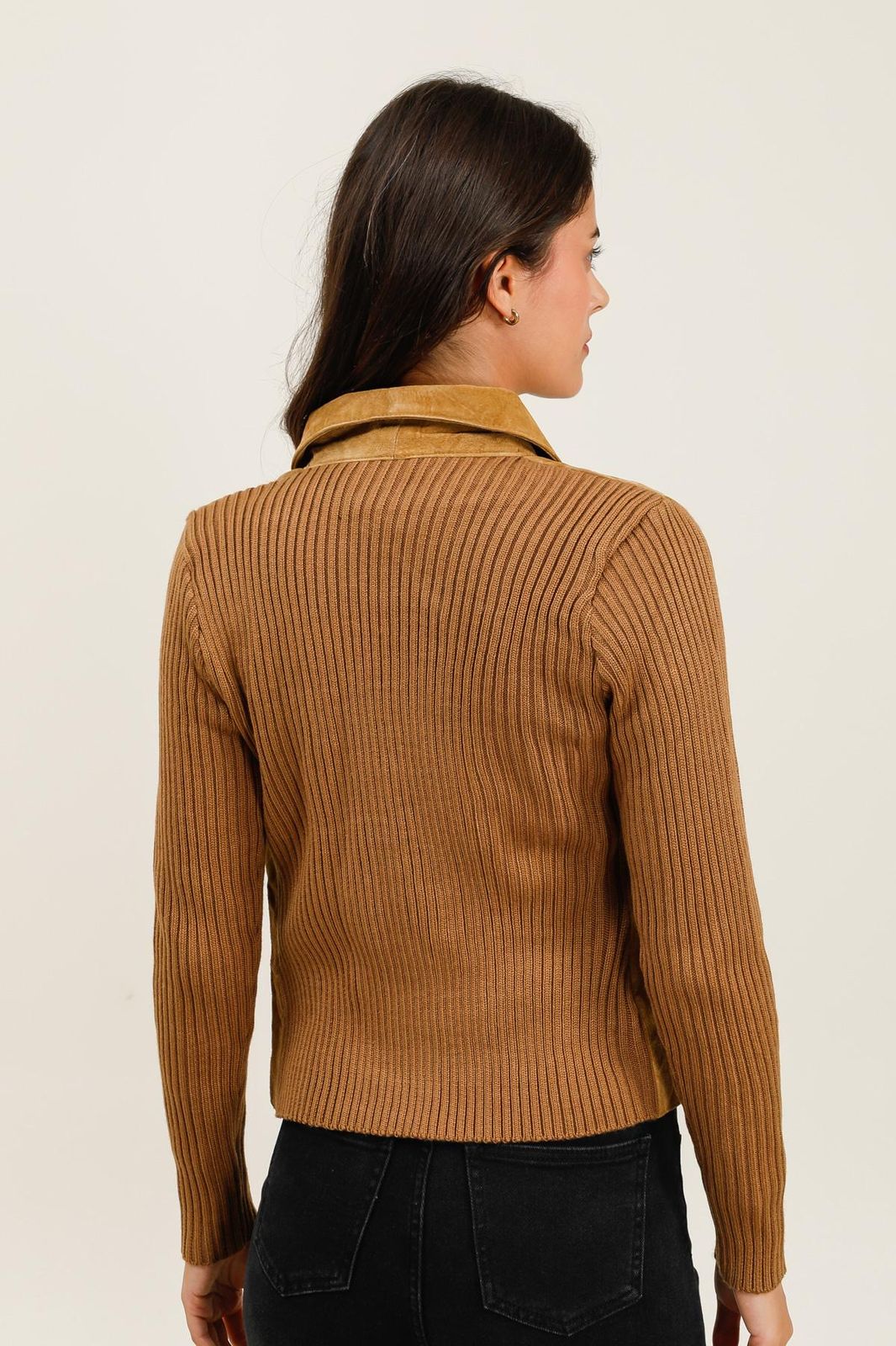 Solange Ribbed Knit & Suede Jacket